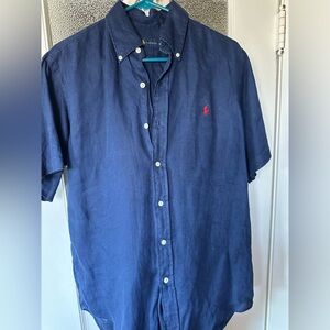 Ralph Lauren men’s Medium linen blue shirt
